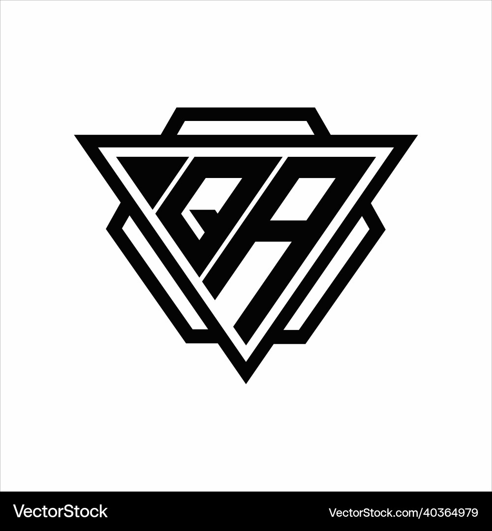 Qa logo monogram with triangle and hexagon Qa logo monogram with triangle and hexagon Vector Image