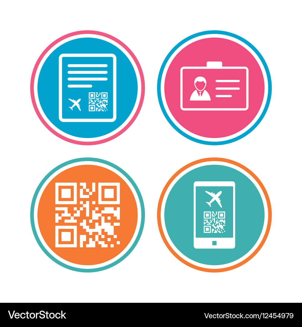 Qr scan code icon boarding pass flight sign vector image