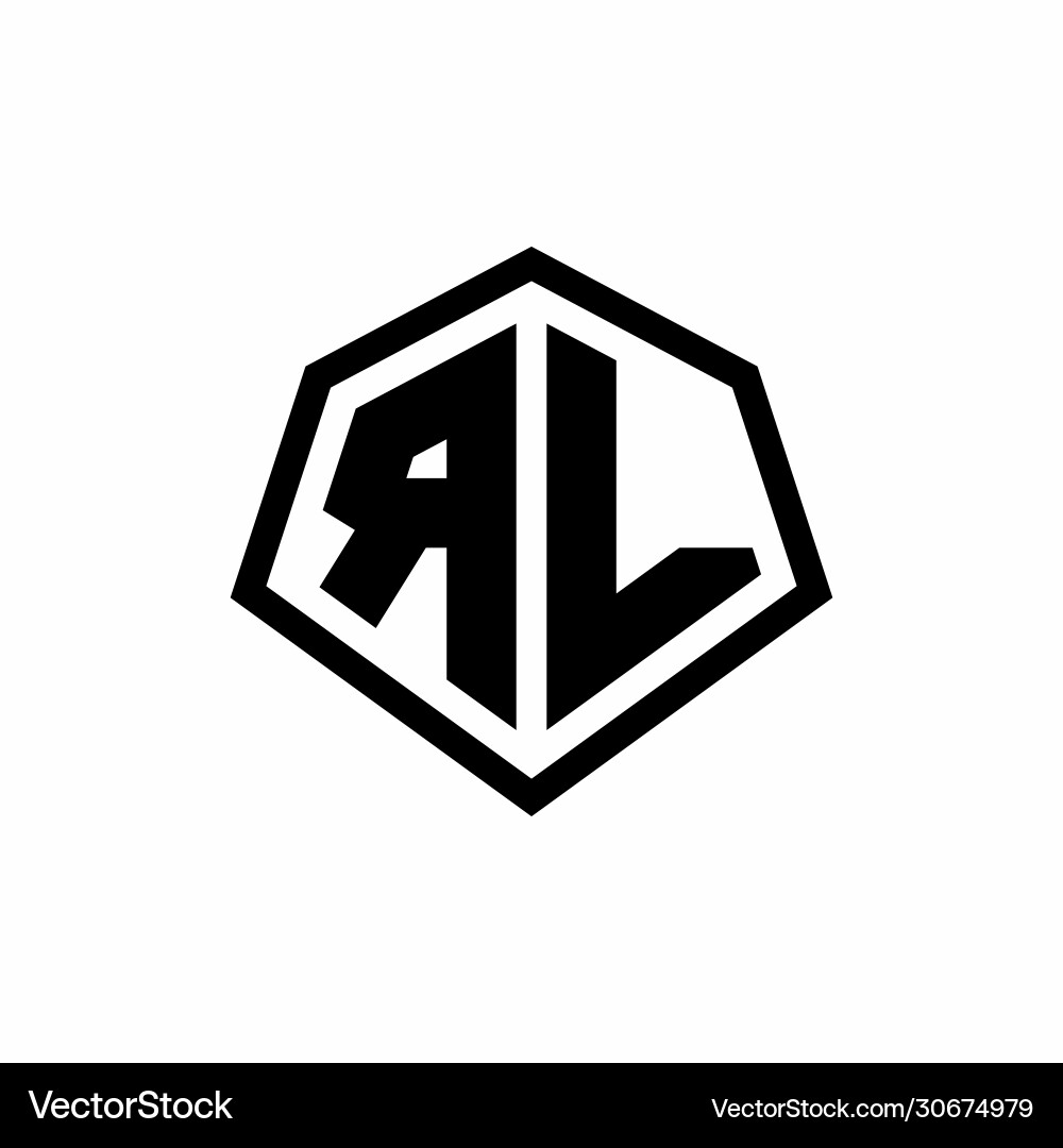 Rl monogram logo with hexagon shape and line Vector Image