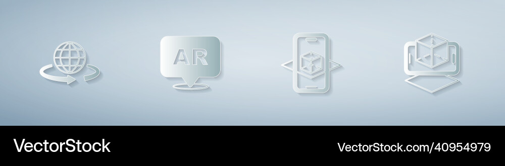 Set 3d modeling augmented reality ar and paper Set 3d modeling augmented reality ar and paper vector image