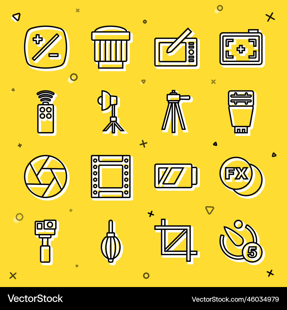 Set line camera timer photo fx flash Set line camera timer photo fx flash vector image