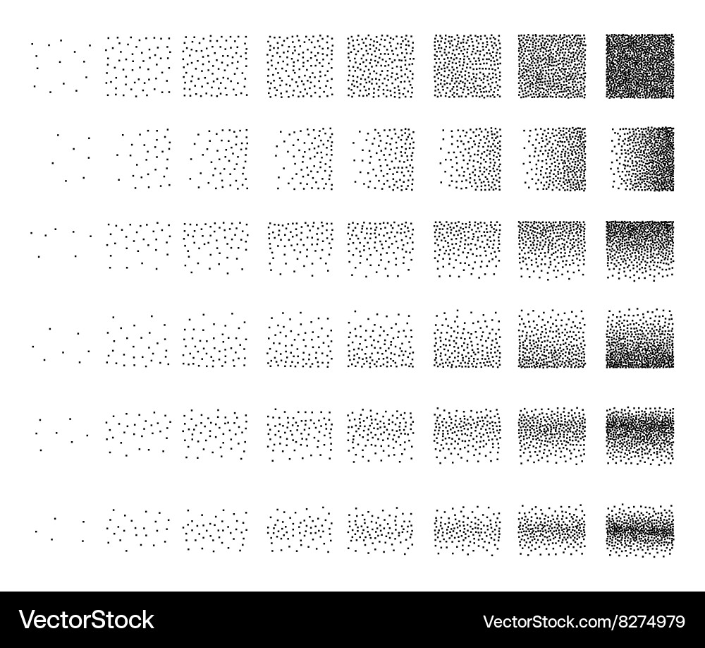 Set of 48 square stipple pattern for design tile Vector Image