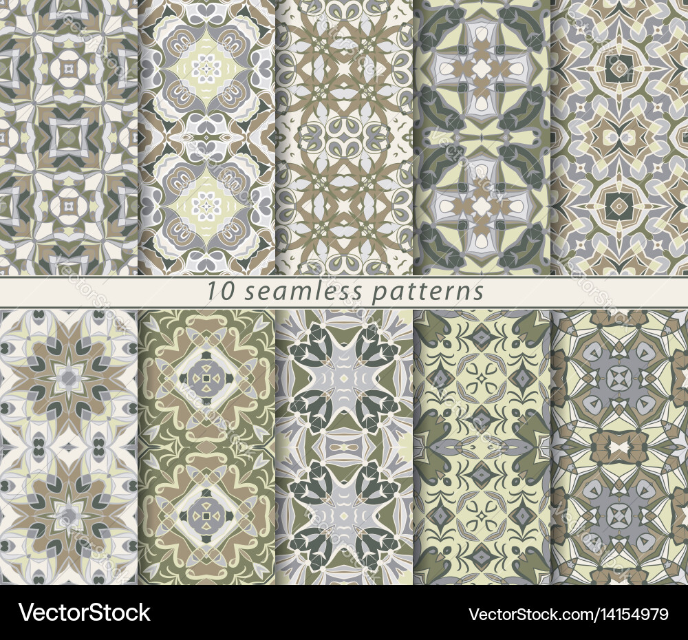 Set of ten seamless abstract patterns vector image