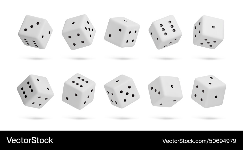 Set of white dice with random numbers black Set of white dice with random numbers black Vector Image