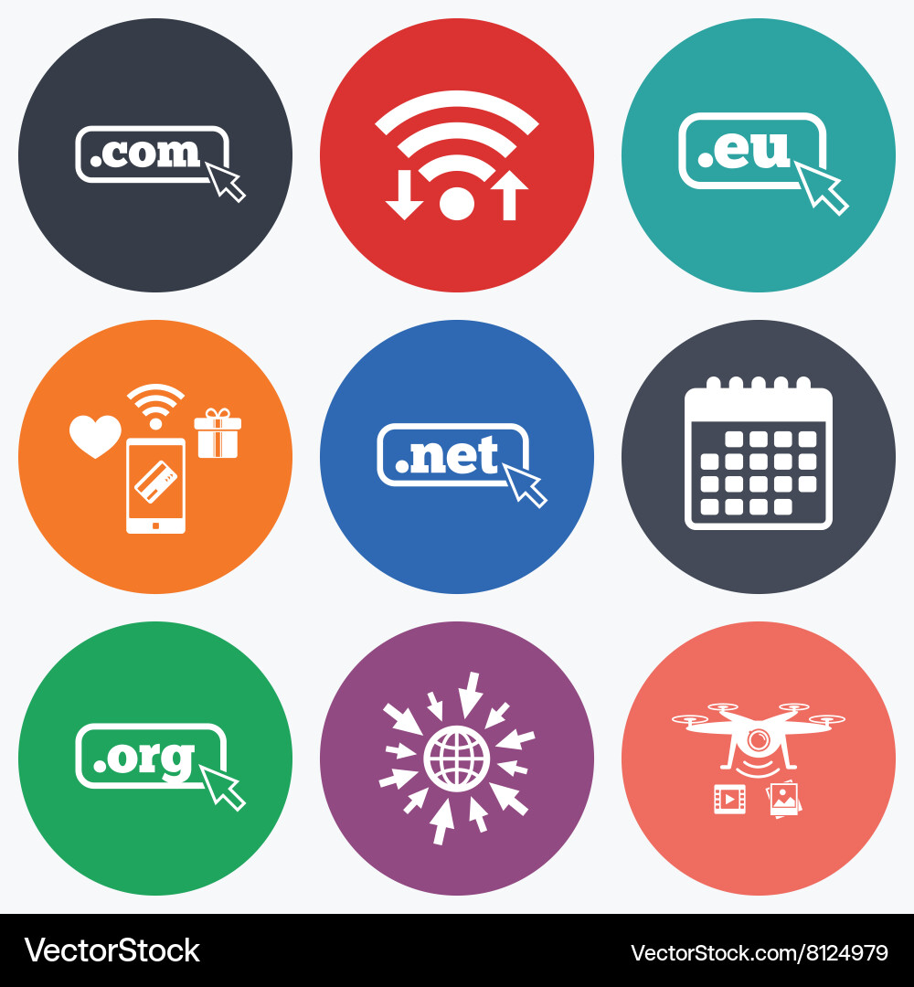Top-Level-Domains signiert com eu net und org vektorbild