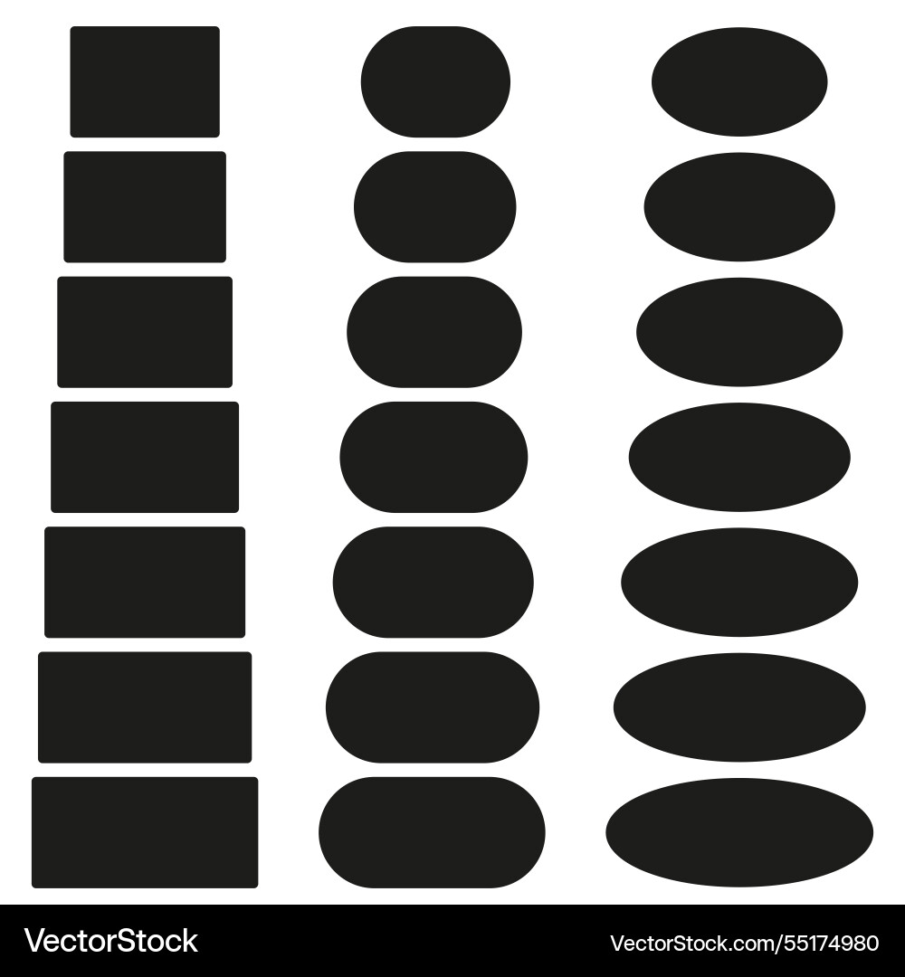 Abstract shape set rectangles and ovals minimal vector image