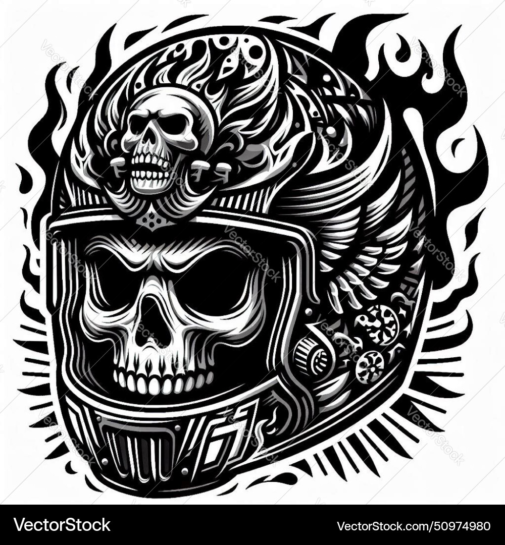 Biker skull helmet Royalty Free Vector Image - VectorStock