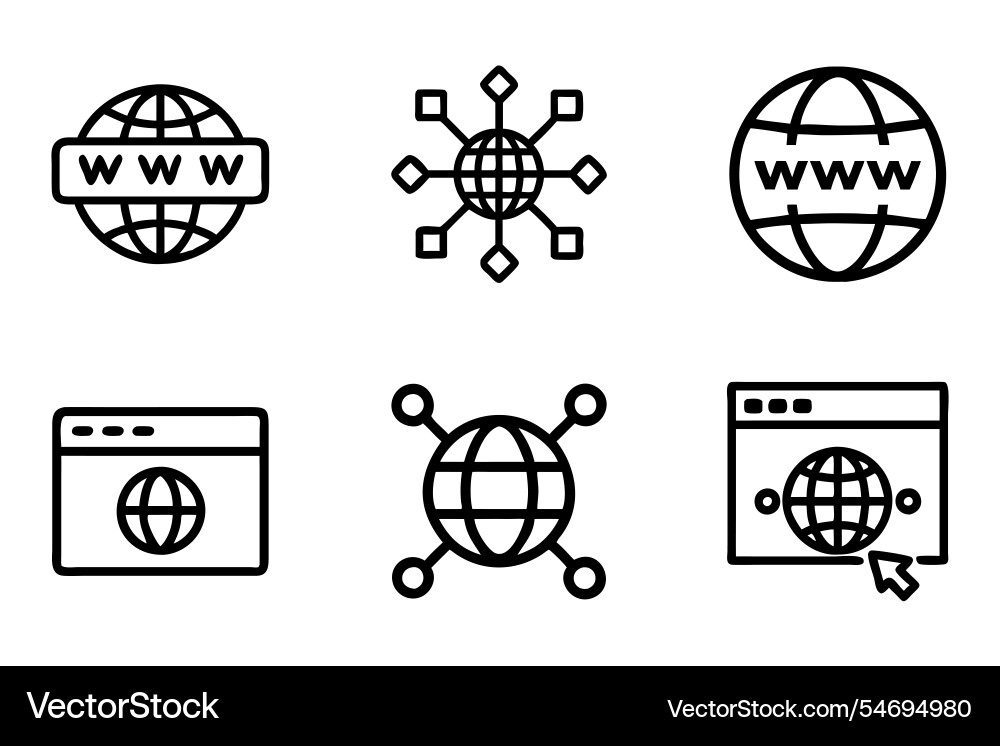Browser icon bundle set in style Browser icon bundle set in style vector image