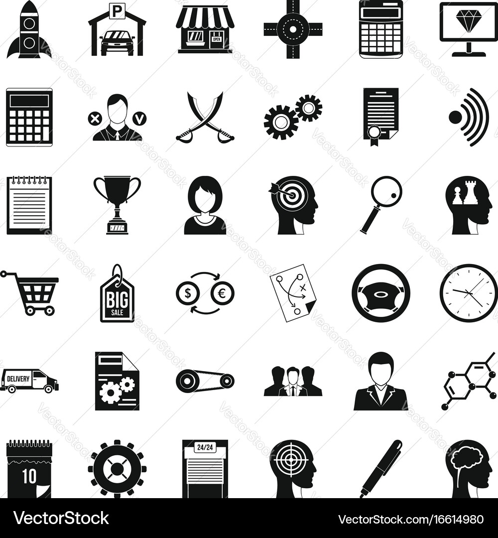 Business selection icons set simple style Vector Image