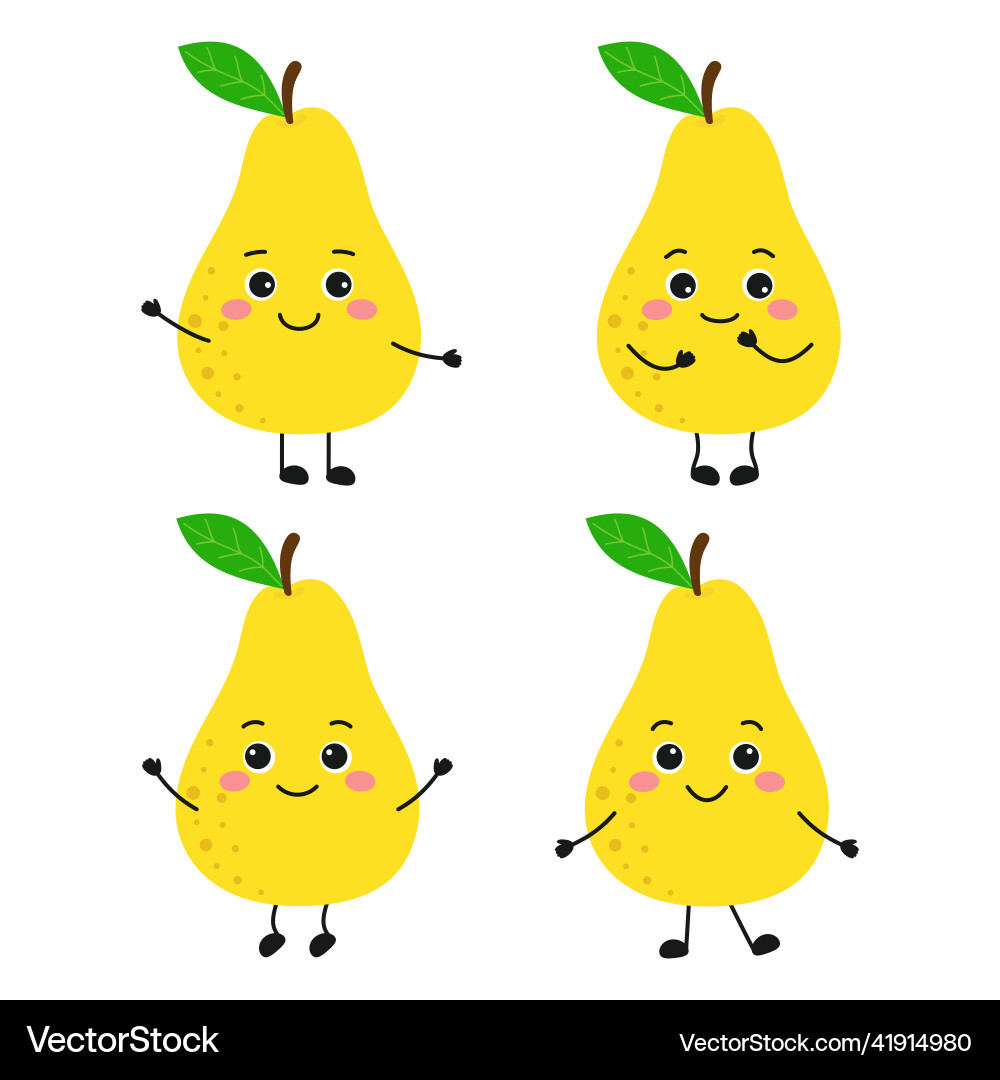 Cartoon pear characters set in flat style Cartoon pear characters set in flat style Vector Image