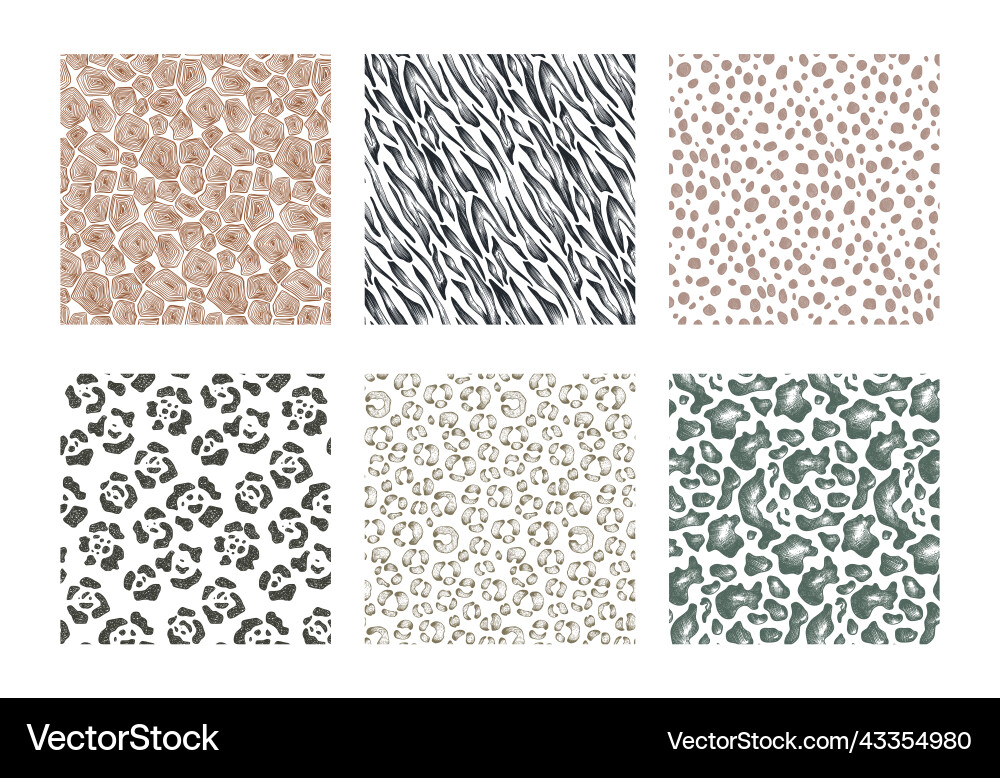 Collection of six seamless patterns vector image