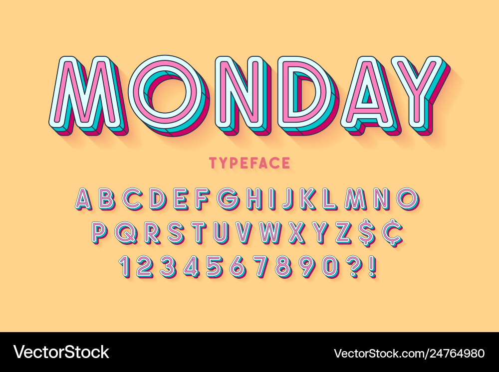 Comical linear font design colorful alphabet Comical linear font design colorful alphabet vector image