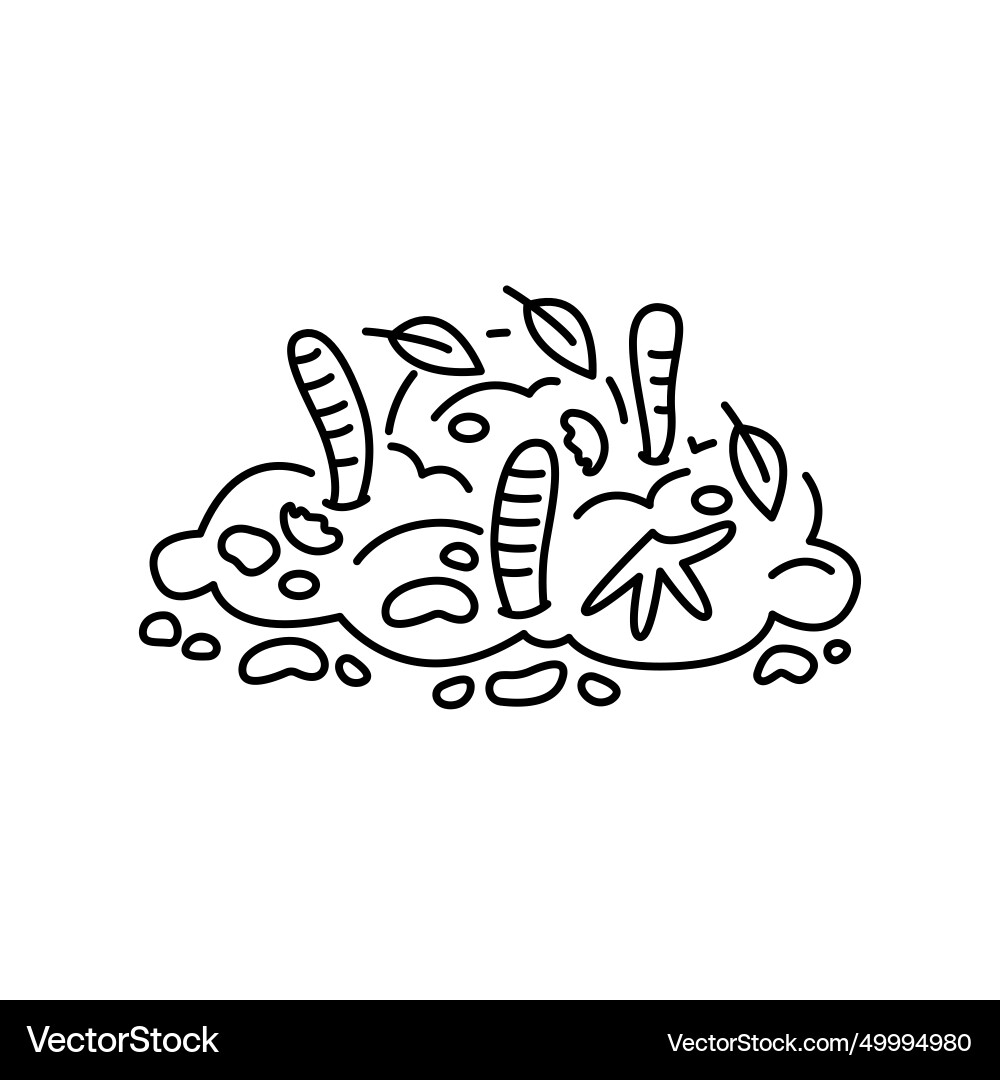 Compost heap with worms color line icon Vector Image