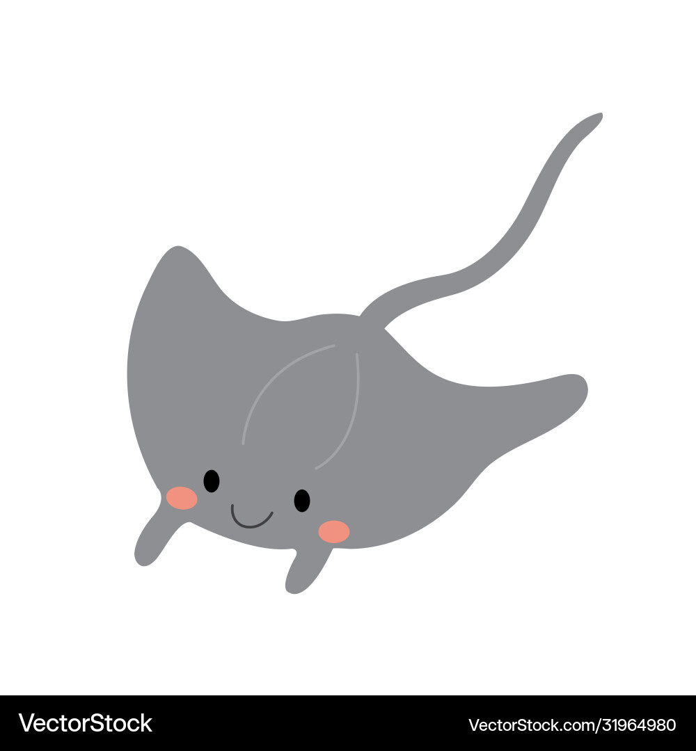 Cute manta ray animal cartoon character vector image