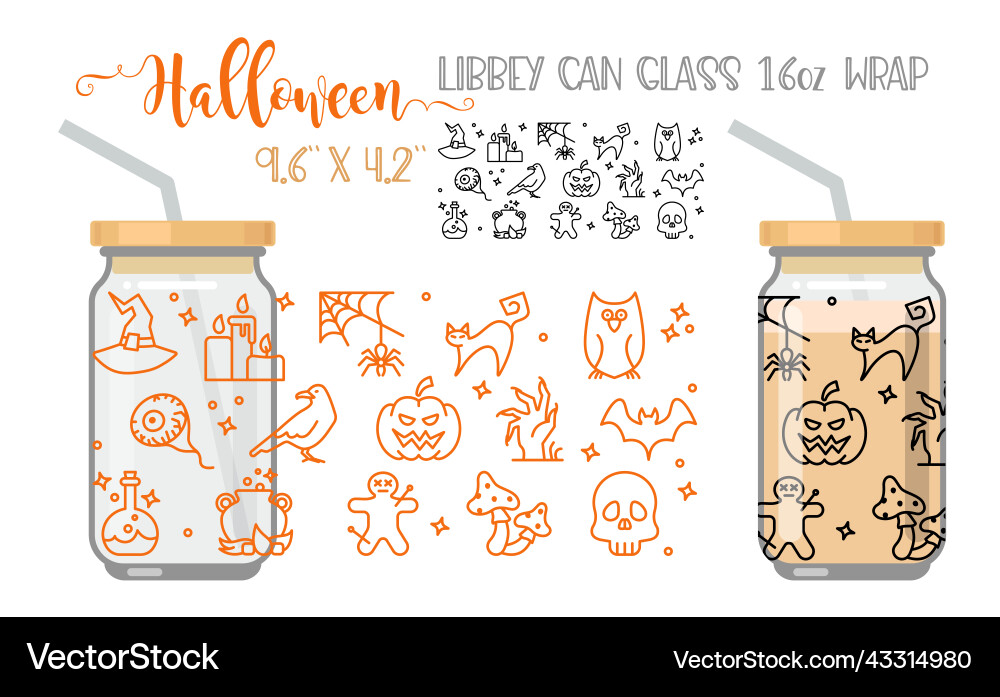 Halloween Can Wrap Pattern - Spooky Witchcraft vector image