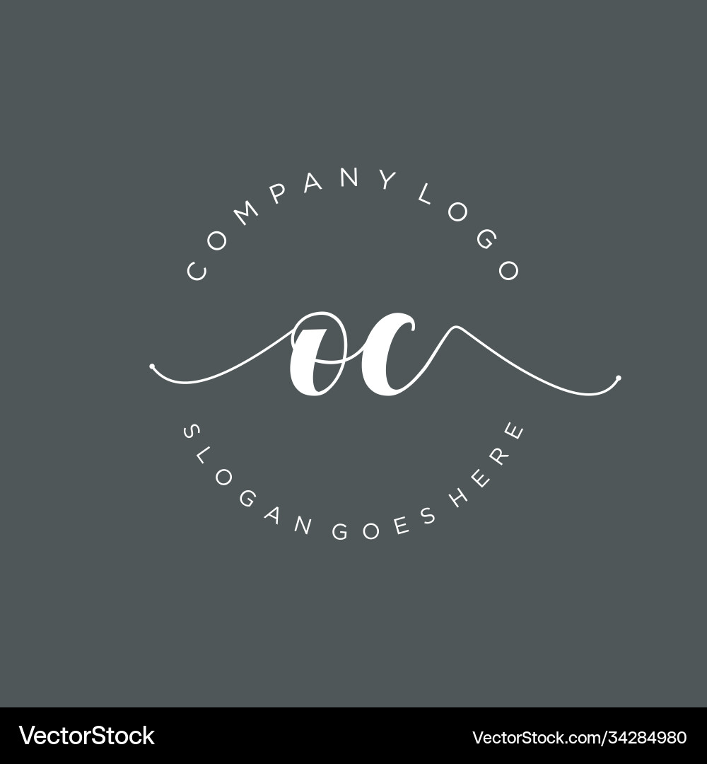Initial oc handwriting logo with circle template Vector Image