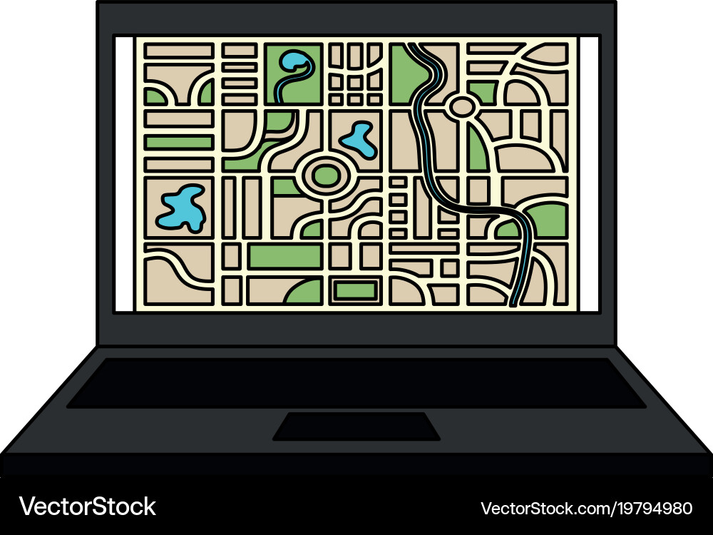 Laptop computer with gps application Vector Image
