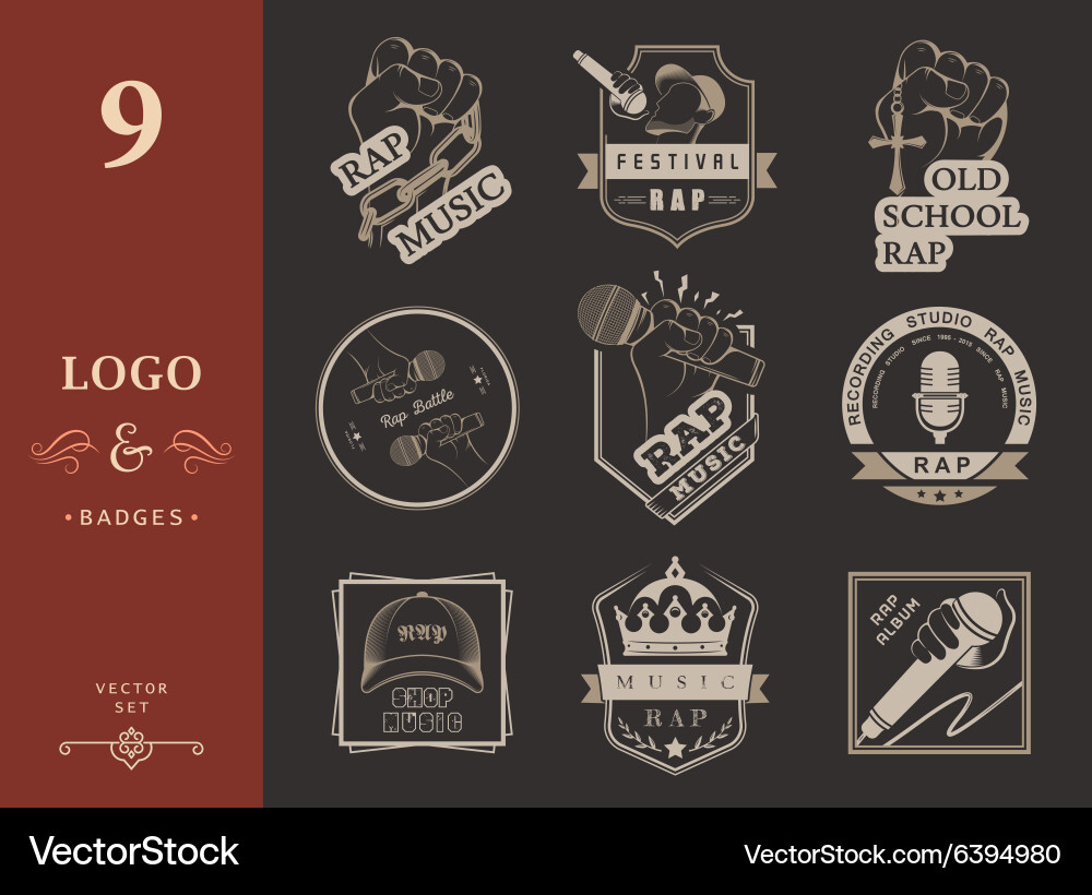 Rap Music Badges & Logos Vector Image