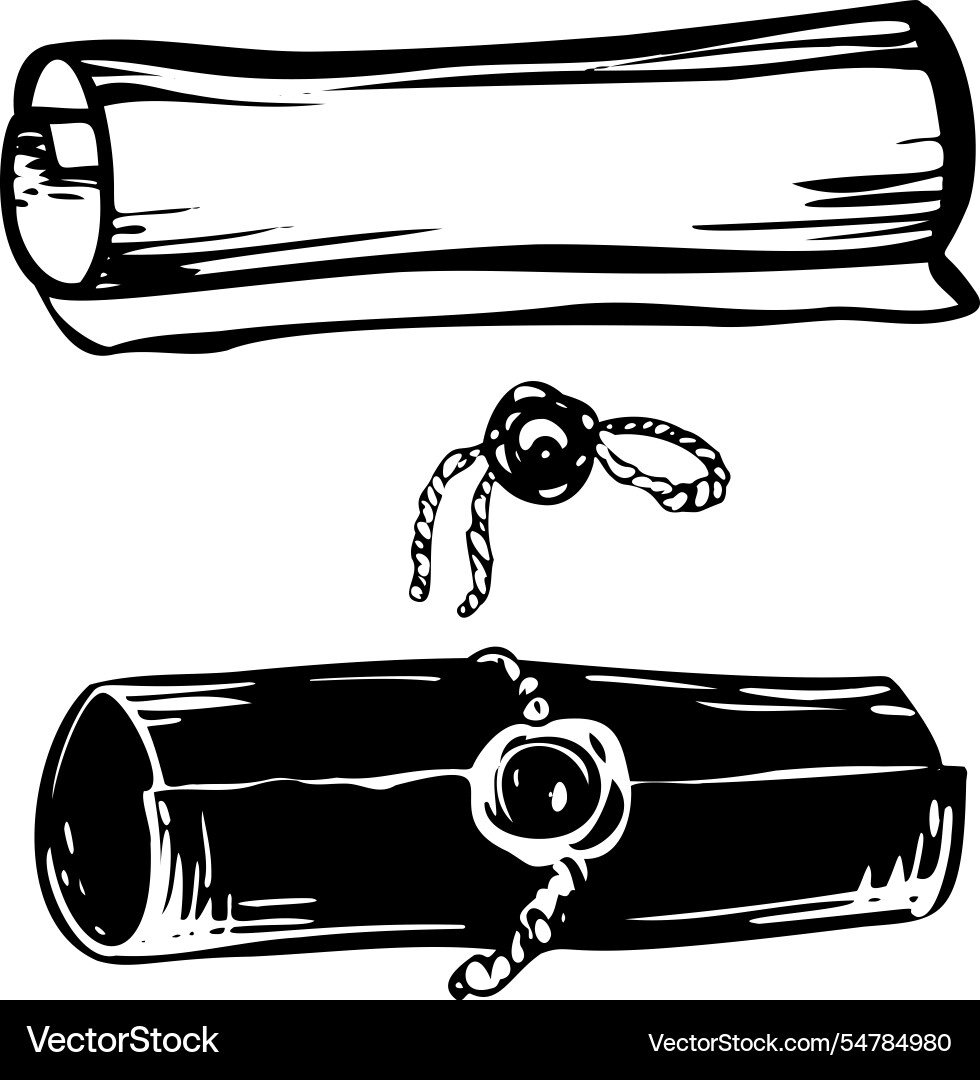 Roll and parchment scroll Roll and parchment scroll Vector Image