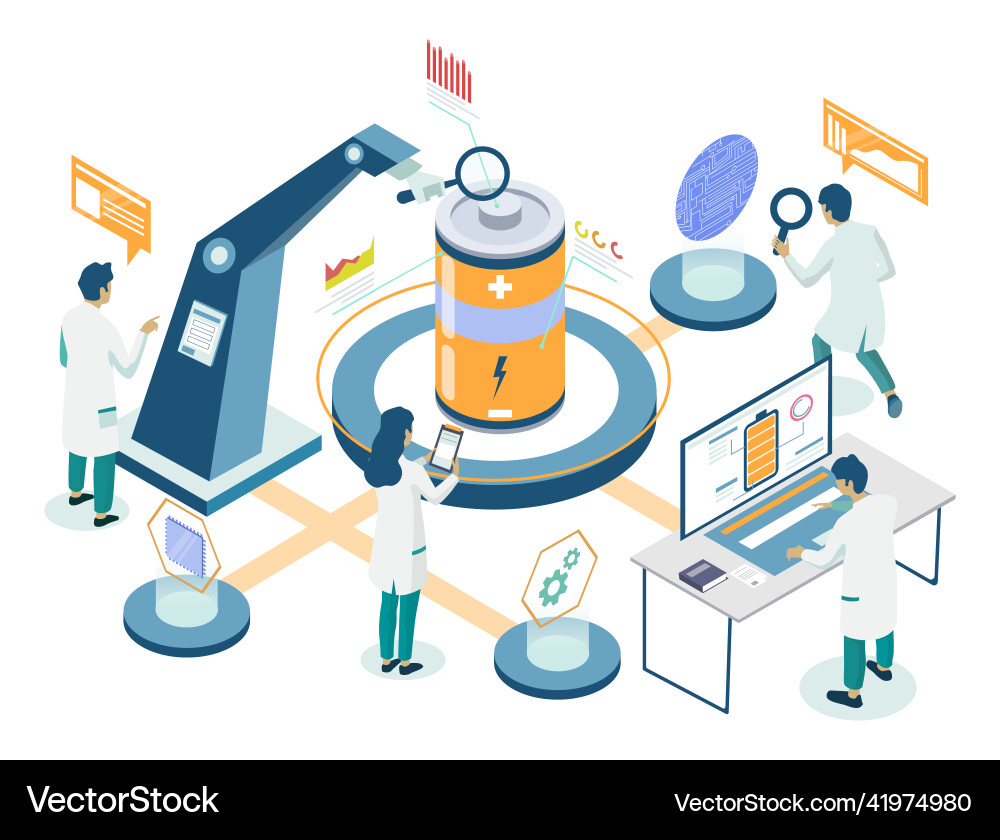 Scientist group work on eco energy generation Scientist group work on eco energy generation vector image