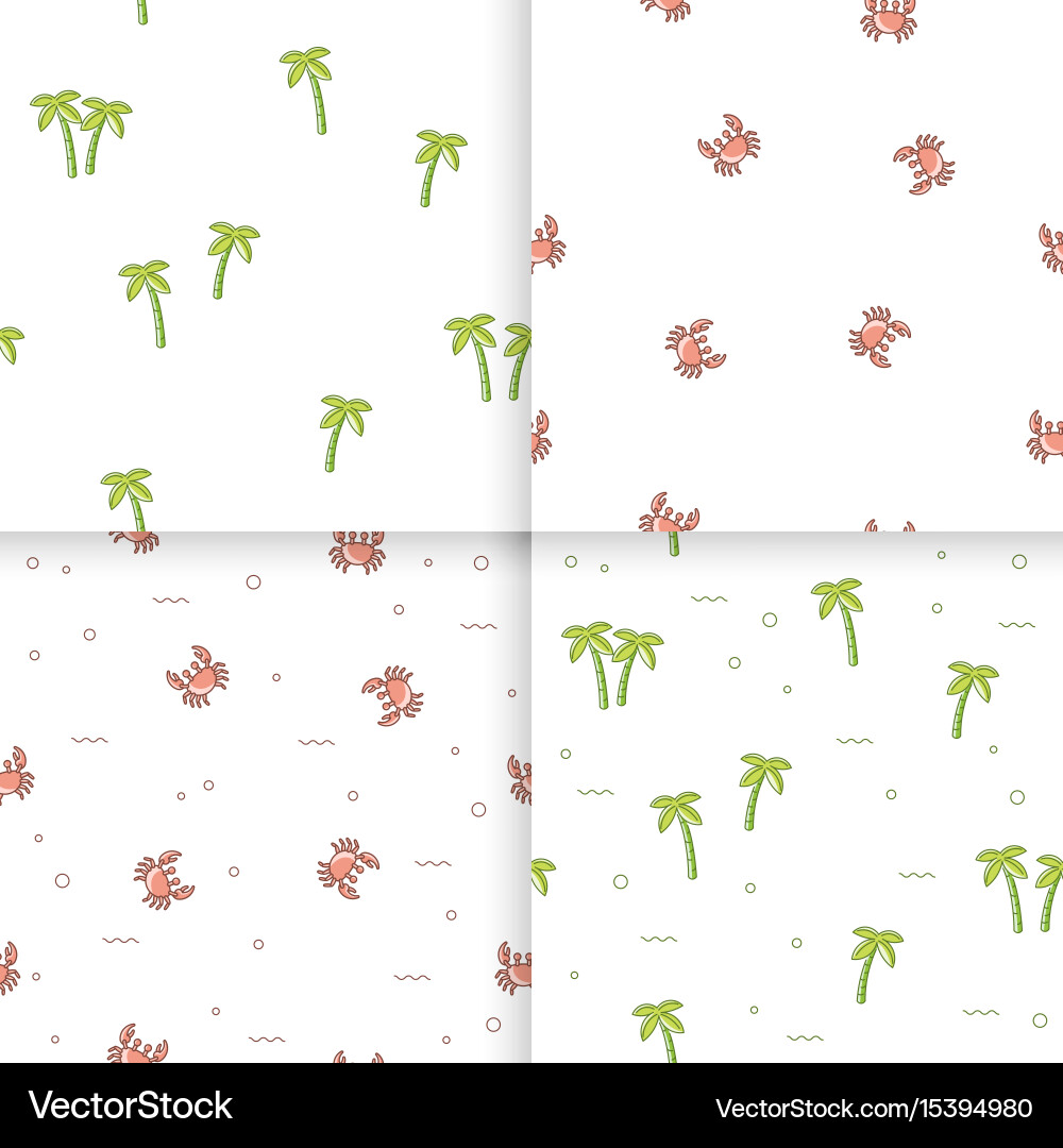 Seamless pattern palm tree and crab Vector Image