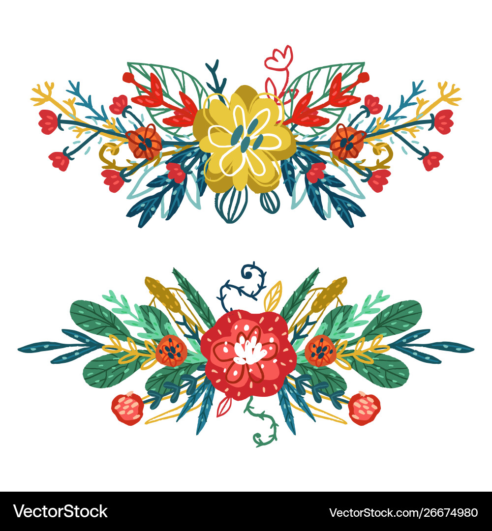 Set floral bouquets Vector Image