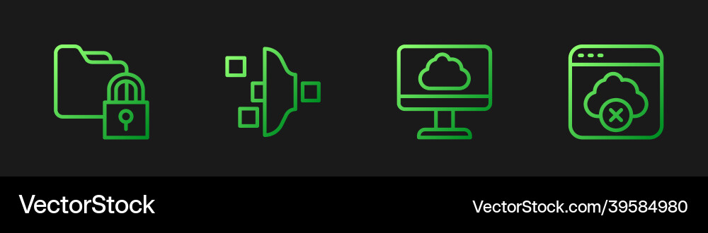 Set line cloud technology data transfer folder Set line cloud technology data transfer folder vector image