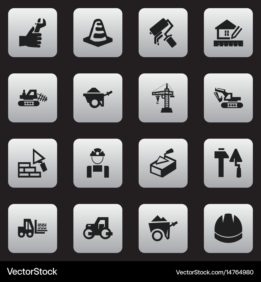 Set of 16 editable structure icons includes vector image