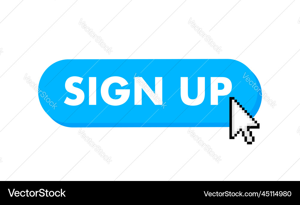 Sign us button with cursor pointer click Sign us button with cursor pointer click vector image