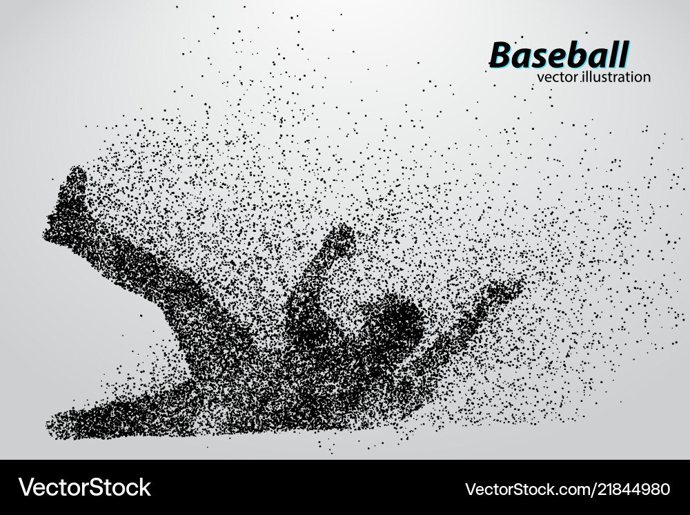 Silhouette of a baseball player from particle vector image