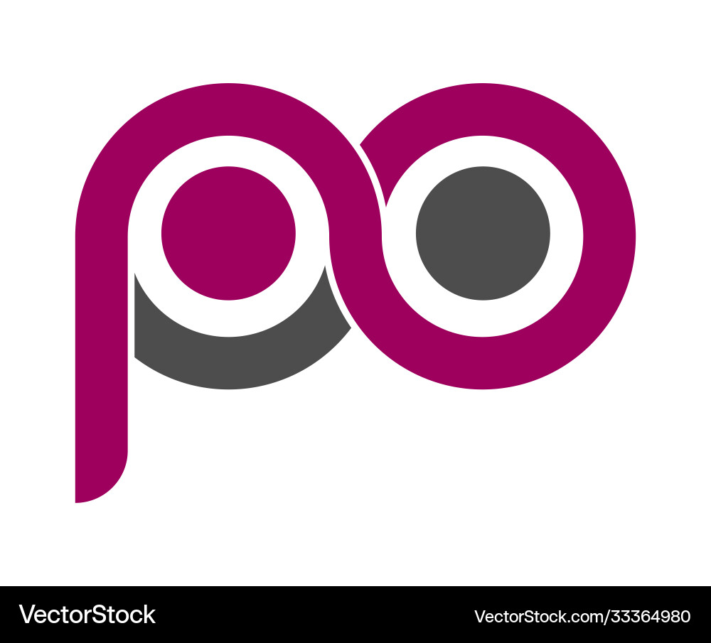 Stylized lowercase letters p and o are linked Stylized lowercase letters p and o are linked vector image