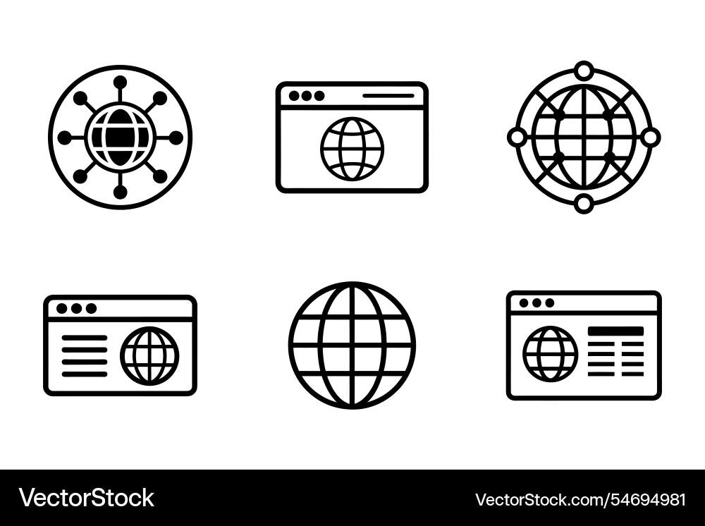 Browser icon bundle set in style Browser icon bundle set in style Vector Image