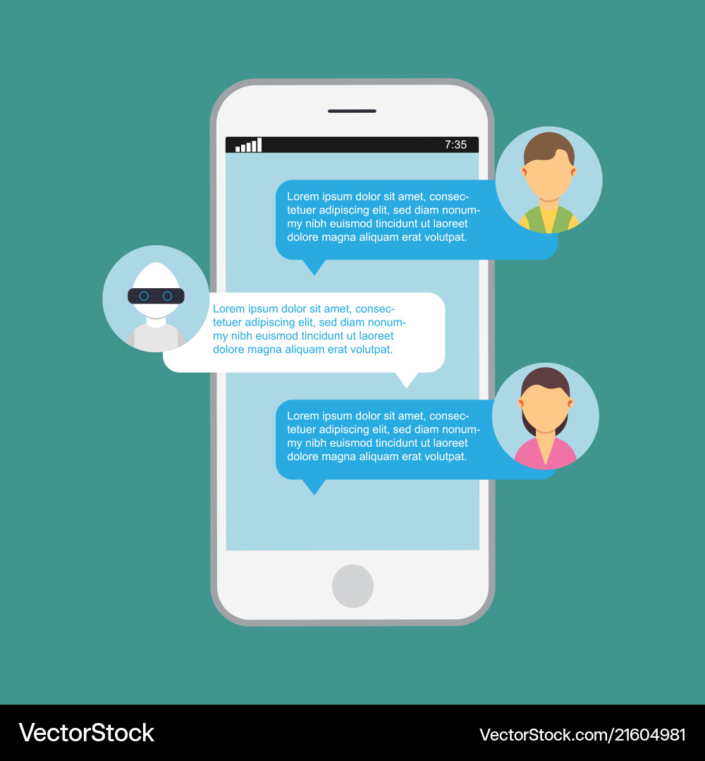 Chat bot robot speech internet ai service mobile vector image