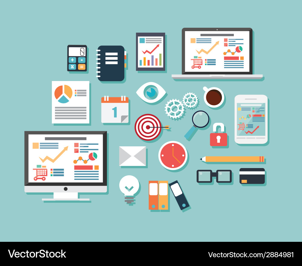 Collection of flat design icons computer vector image