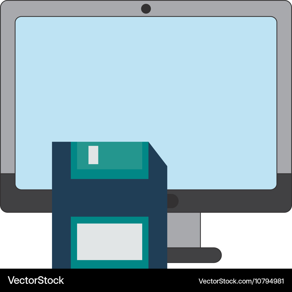 Computer and floppy disk icon Vector Image