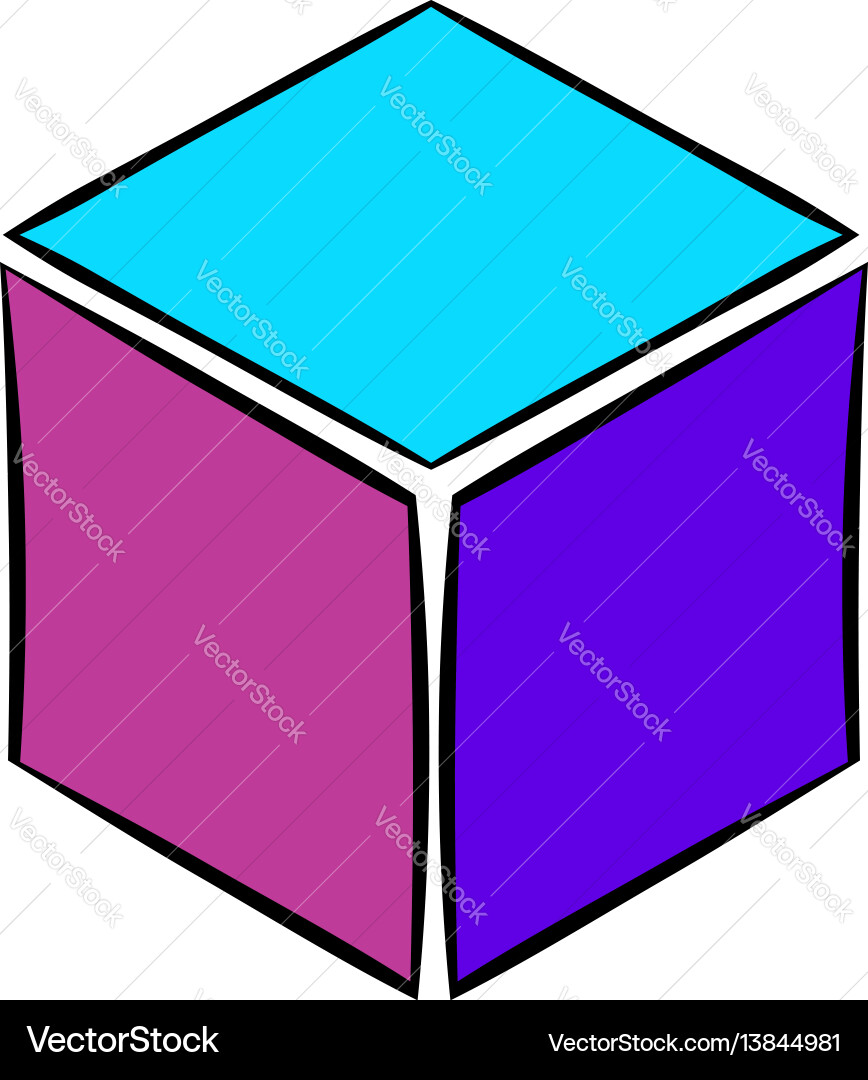 Cube icon cartoon Cube icon cartoon vector image