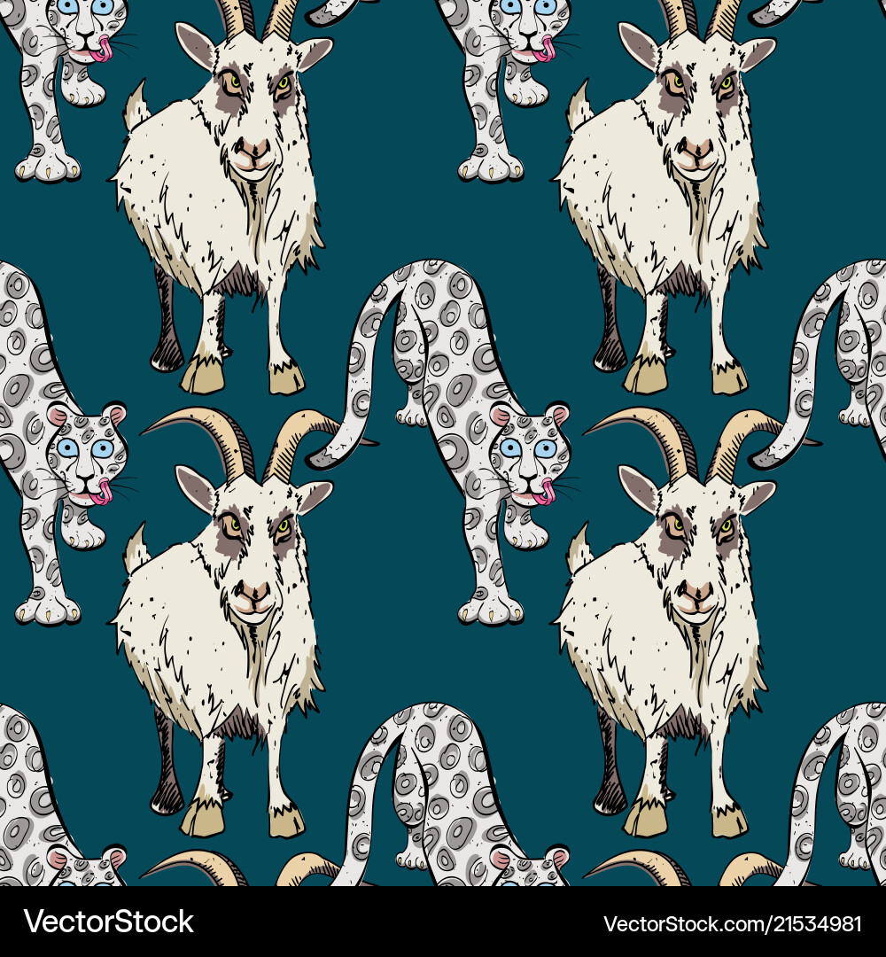 Goat and leopard seamless pattern Vector Image