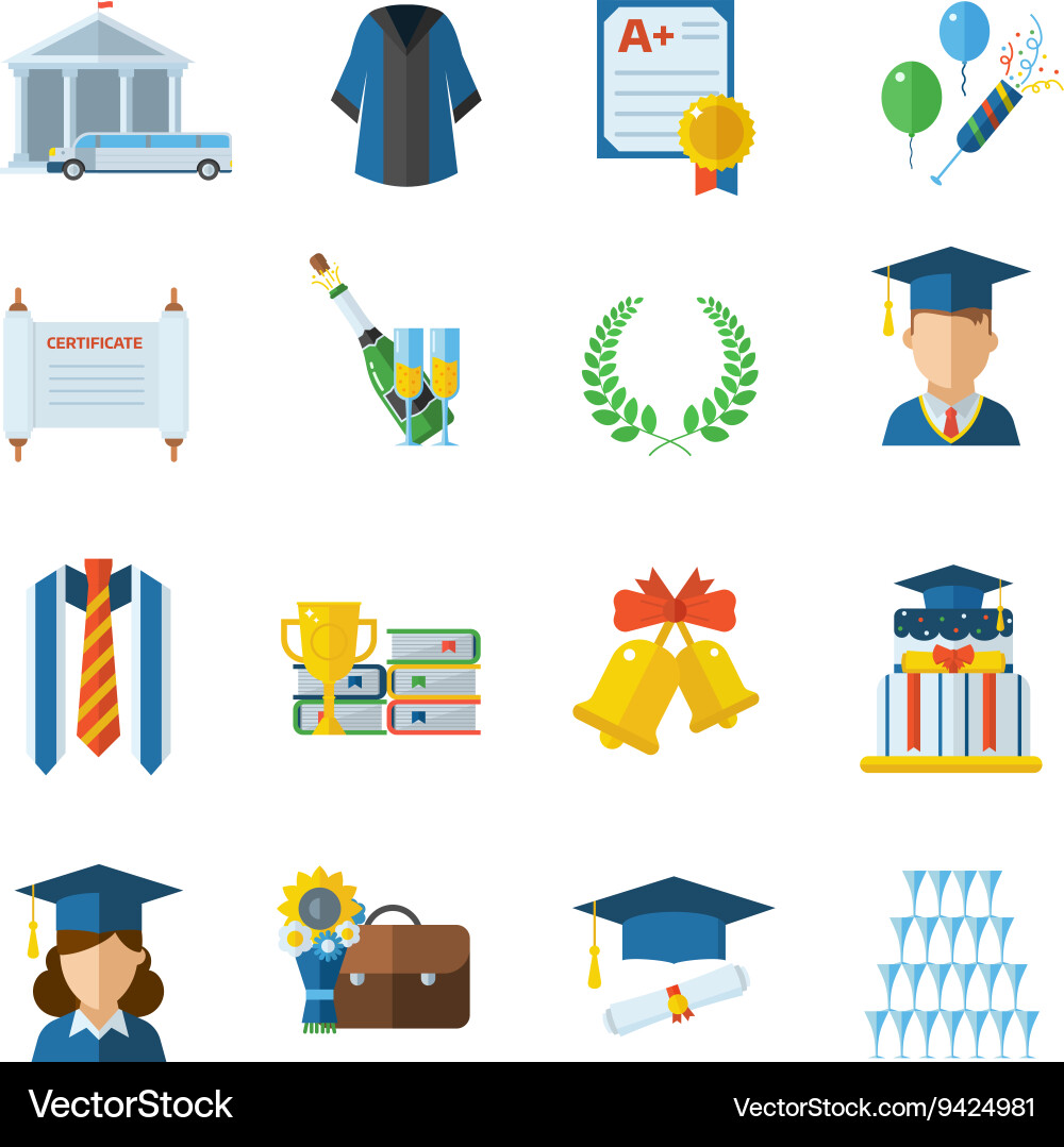 Graduation day icons Royalty Free Vector Image