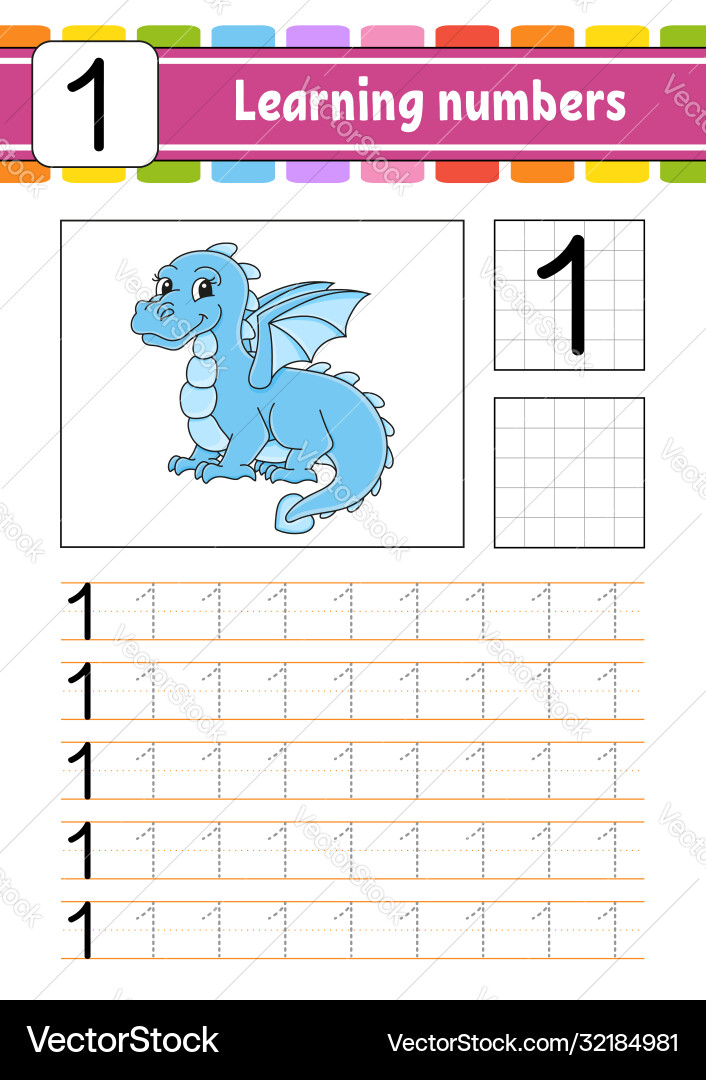 Handwriting Practice - Number Tracing Vector Image