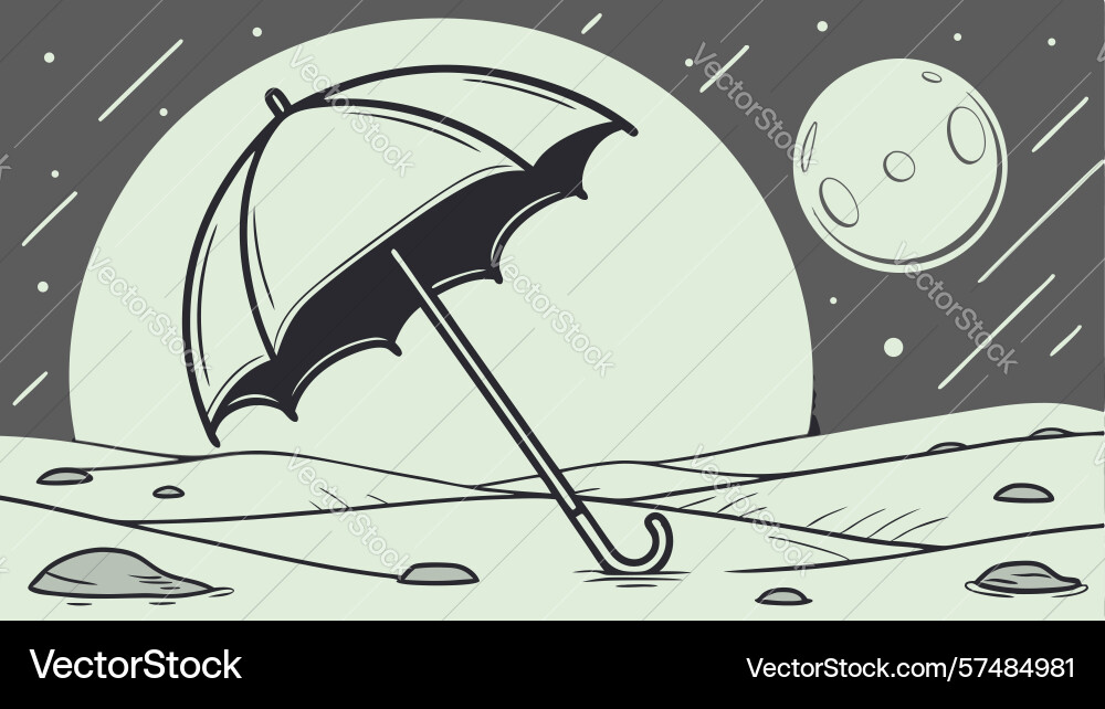 Open umbrella with abstract circular pattern vector image