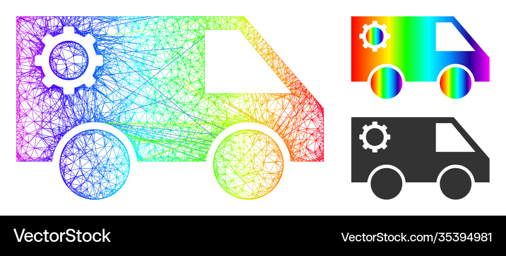 Rainbow net mesh gradient service car icon Rainbow net mesh gradient service car icon Vector Image