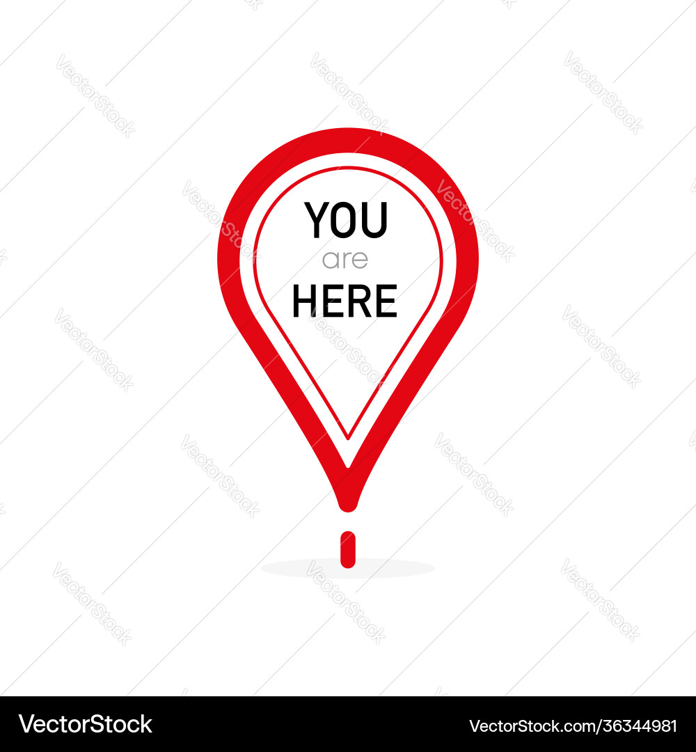 Red Location Pointer Marker - You Are Here Vector Image
