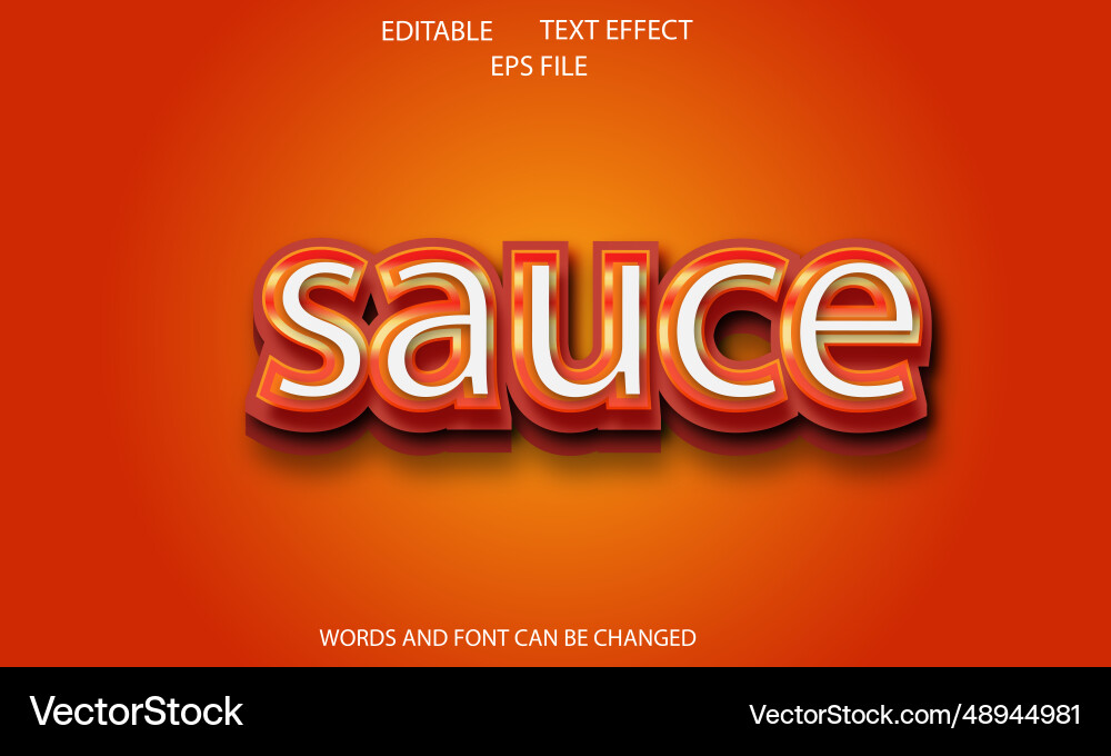 Sauce editable text effect 3d font style use vector image