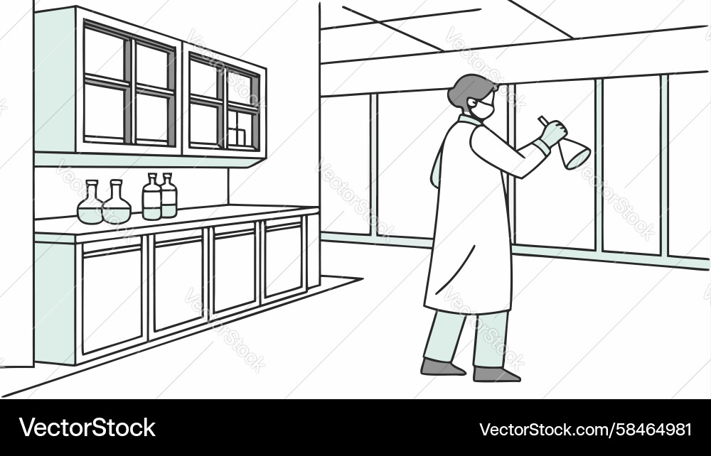 Scientist with Test Tube in Lab Vector Image