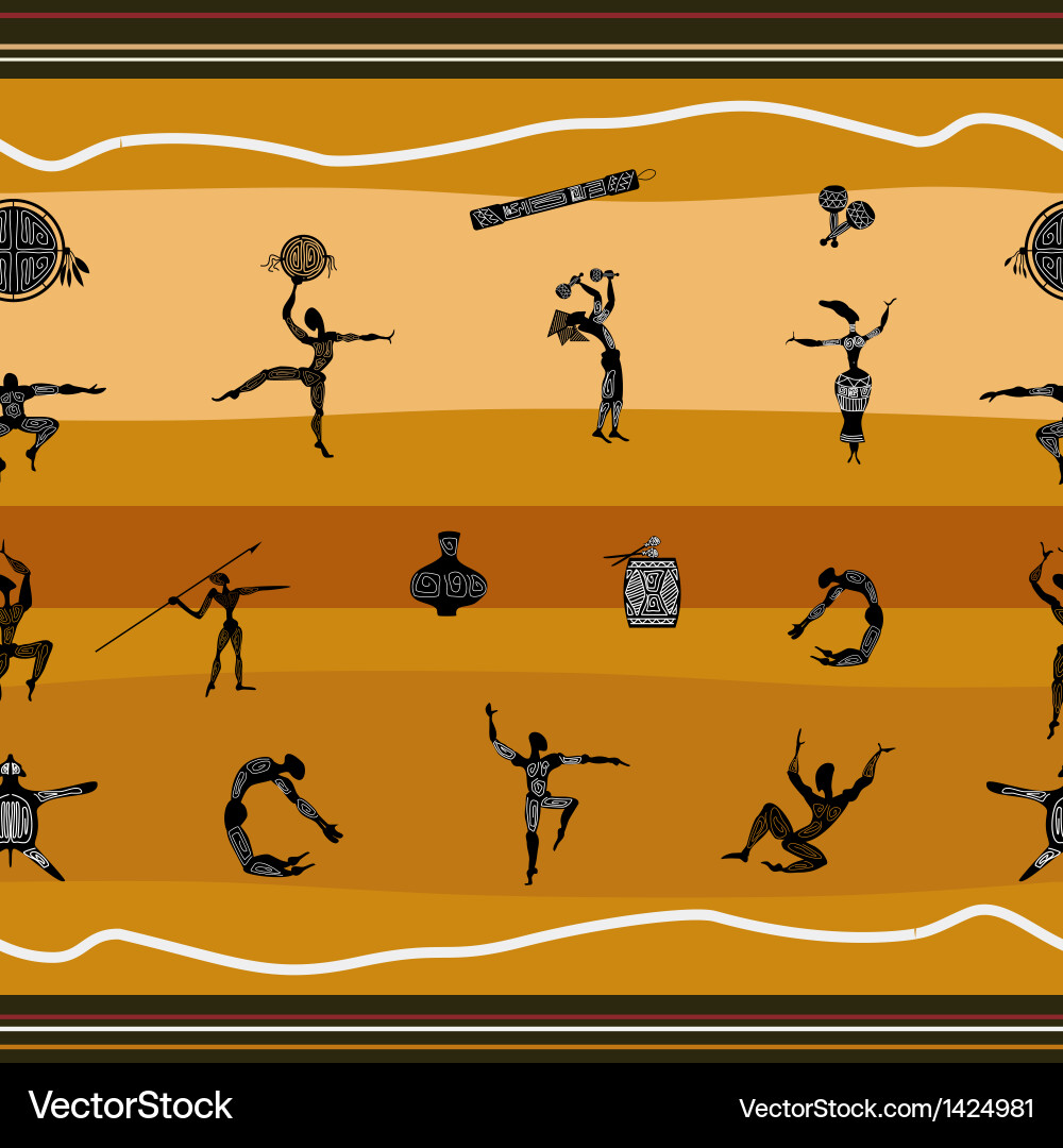 Seamless pattern with figures of primitive people Vector Image