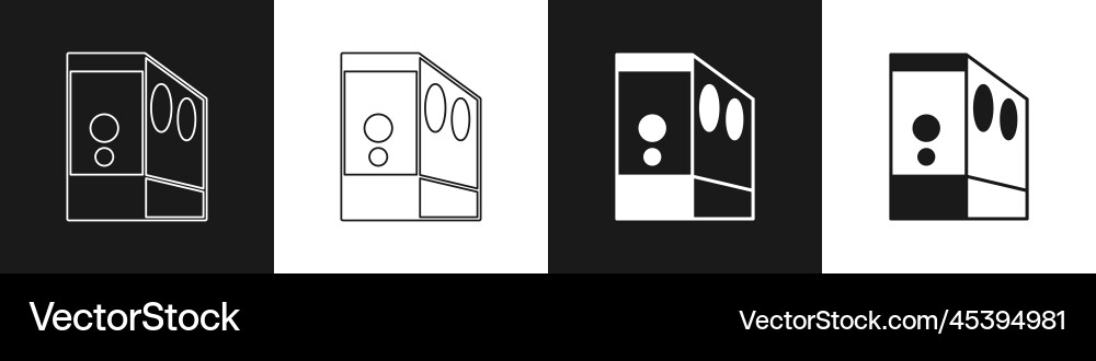 Set case of computer icon isolated on black Vector Image