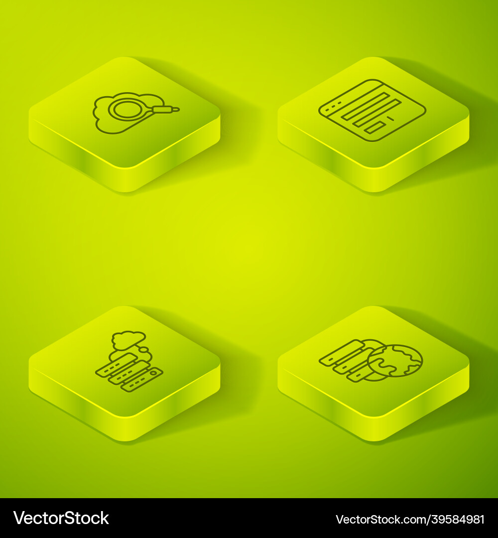 Set isometric line browser window network cloud Set isometric line browser window network cloud Vector Image
