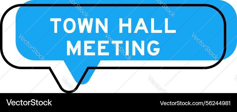 Speech banner and blue shade with word town hall Speech banner and blue shade with word town hall vector image