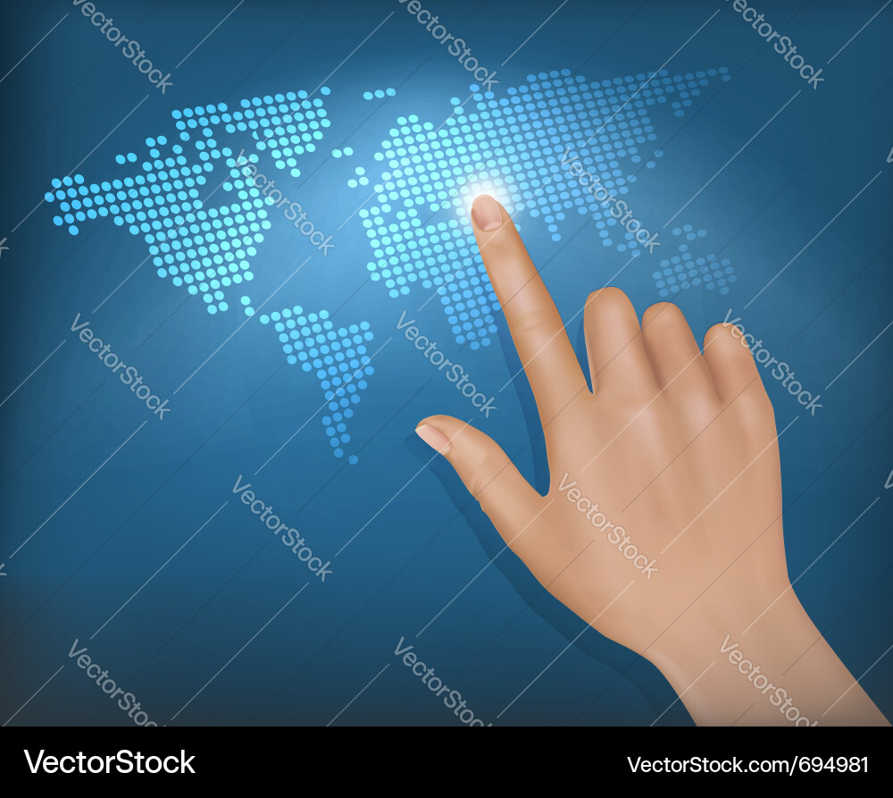 Touchscreen World Map Interaction vector image