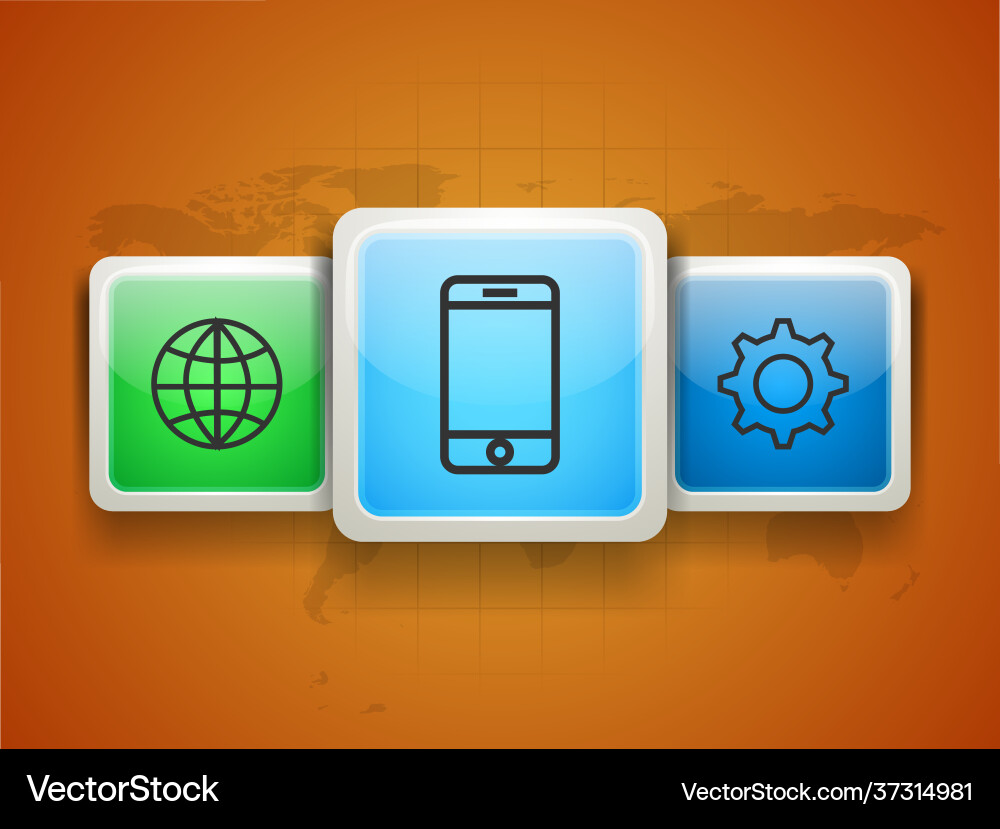 Web symbols in square frames for business Web symbols in square frames for business Vector Image